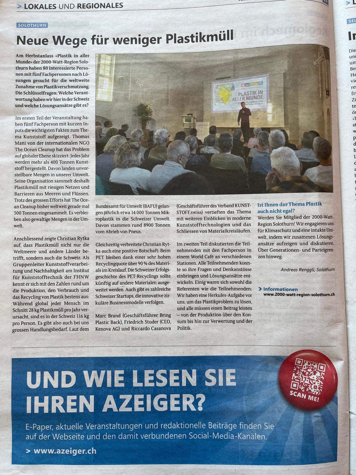 Rückblick auf unseren Herbstanlass Plastik in Aller Munde